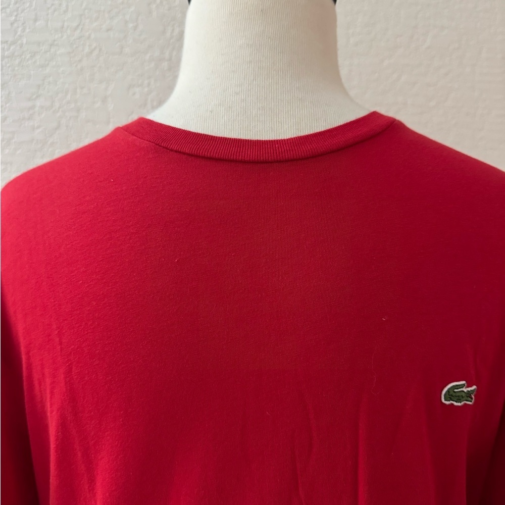 Lacoste Unisex Short Sleeve Crew Neck Pima Cotton T-Shirts Vibrant Red XS EUC - Picture 4 of 9